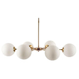Mercana Lahey (28.3"Lx 44"Wx21"H) Gold Multi-Arm w/ Frosted Glass Globe Six Bulb Chandelier