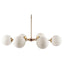 Mercana Lahey (28.3"Lx 44"Wx21"H) Gold Multi-Arm w/ Frosted Glass Globe Six Bulb Chandelier