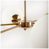 Mercana Lahey (28.3"Lx 44"Wx21"H) Gold Multi-Arm w/ Frosted Glass Globe Six Bulb Chandelier