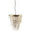 Mercana Pendra (26"x23") Gold Metal Whitewashed Wooden Bead Three Bulb Chandelier