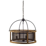Mercana Penhill (25"x24") Black and Wooden Three Bulb Chandelier
