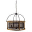 Mercana Penhill (25"x24") Black and Wooden Three Bulb Chandelier