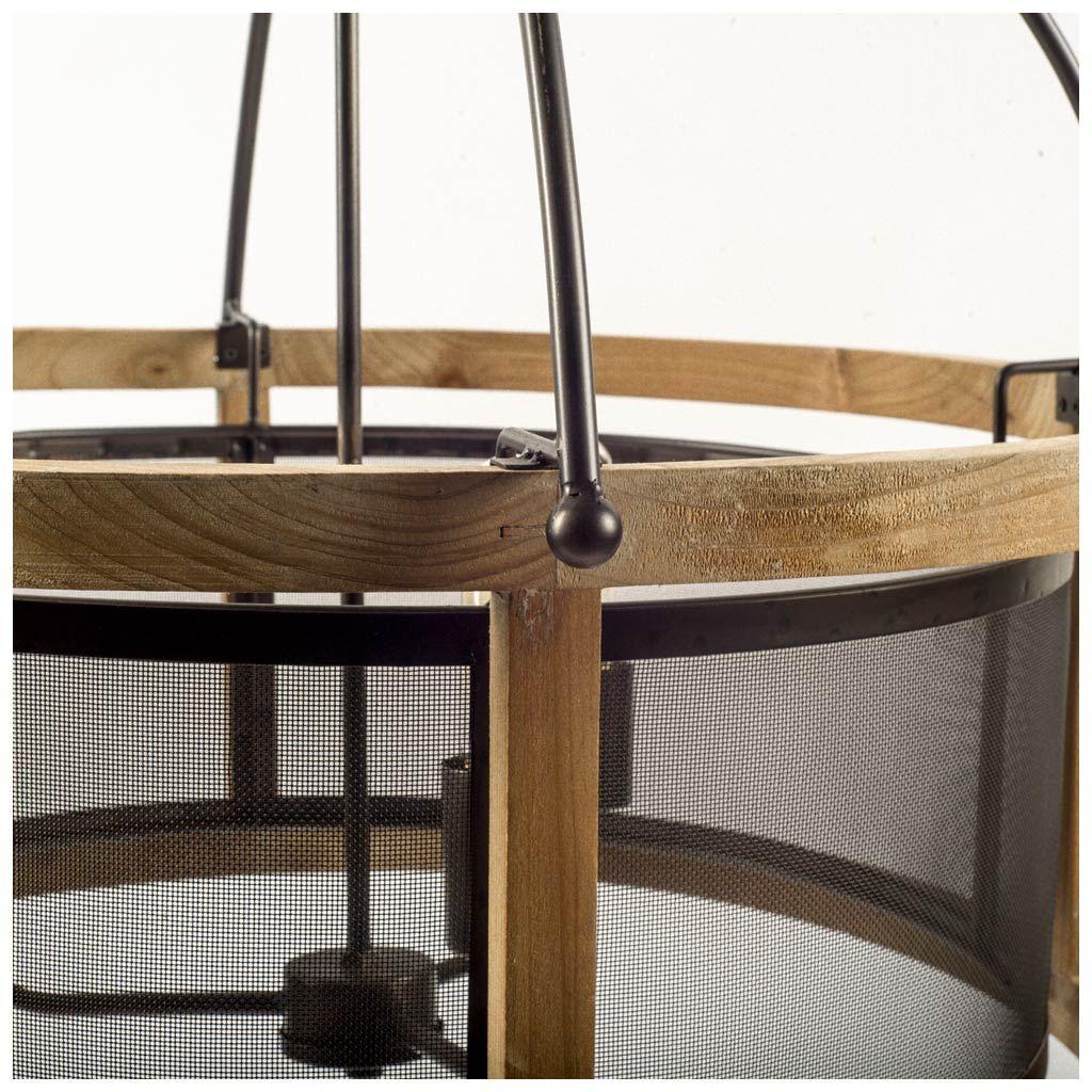 Mercana Penhill (25"x24") Black and Wooden Three Bulb Chandelier