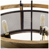 Mercana Penhill (25"x24") Black and Wooden Three Bulb Chandelier