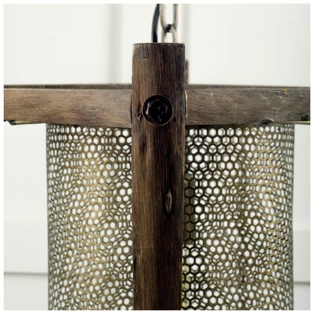Mercana Keppler 16L x 16W x 18.3H Perforated Metal and Wood Pendant Light