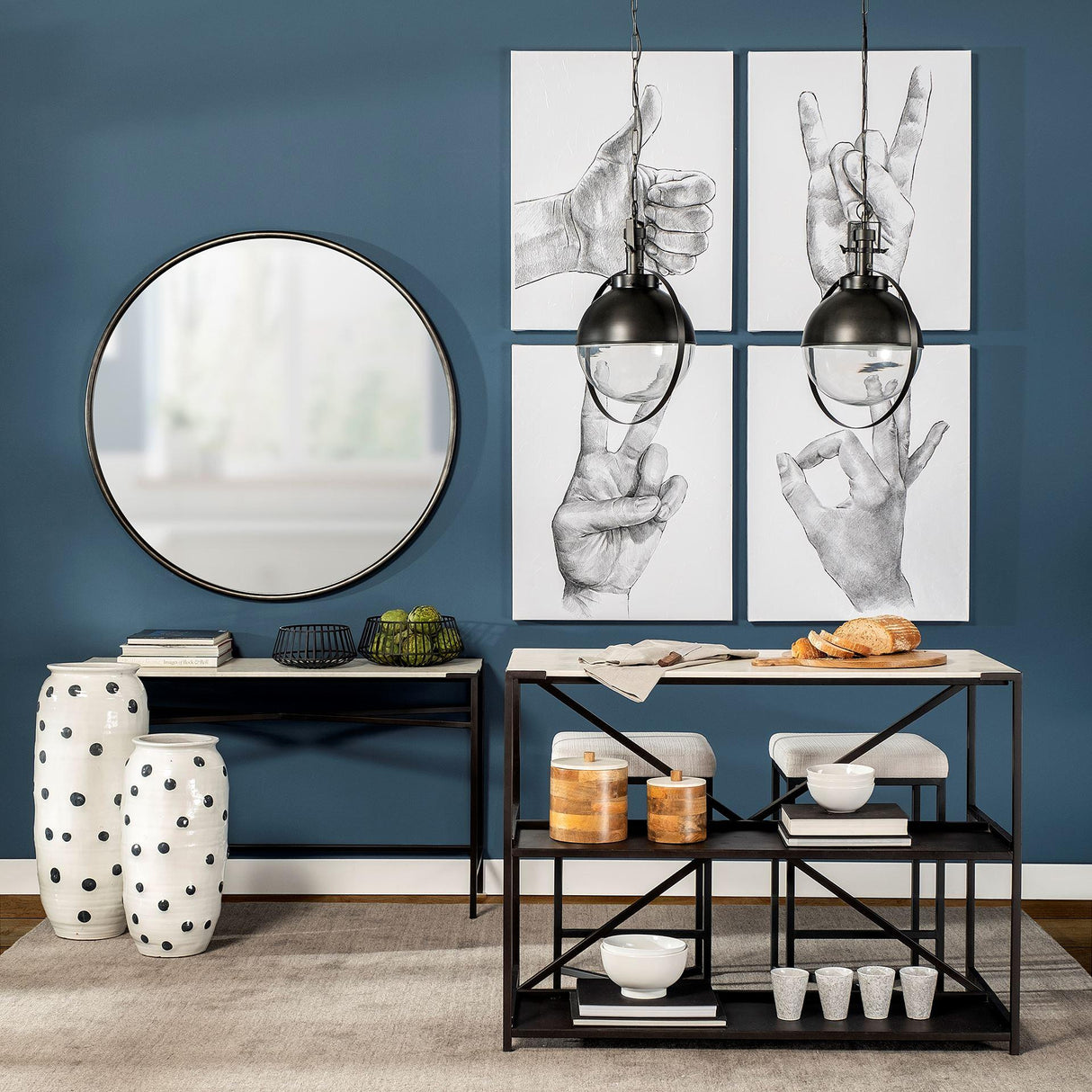 Mercana Leighton II 15x20 Black Metal Spherical Pendant Light