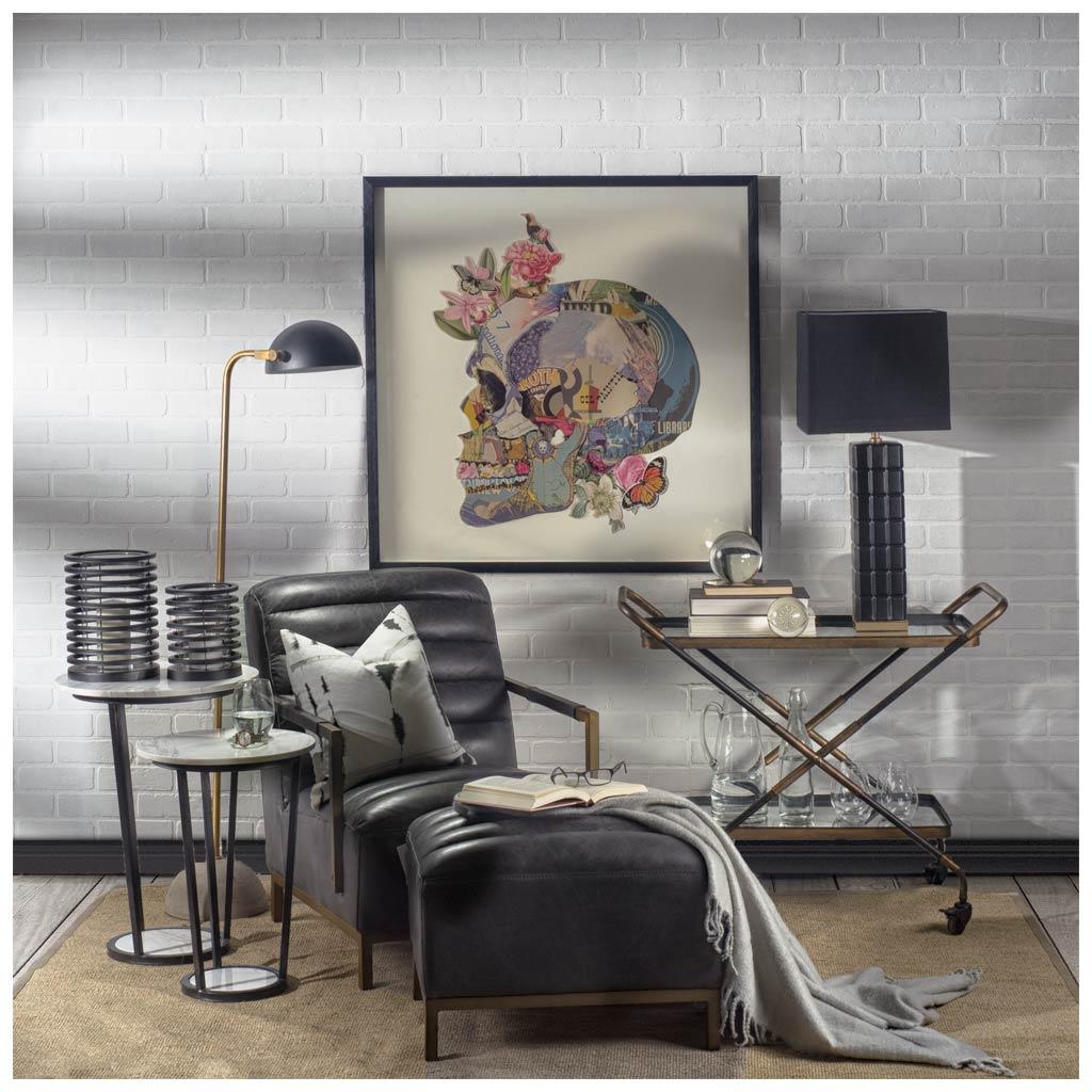 Mercana Denmark (55.1"H) Black/Gold Concrete Base Metal Shade Floor Lamp