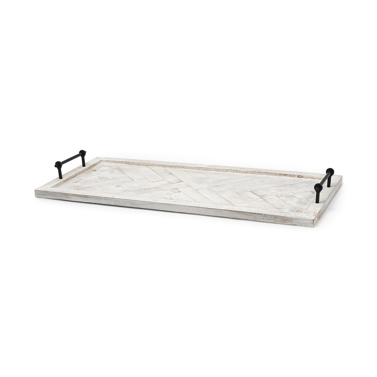 Mercana Alfred 35L x 16W Natural Wooden Herringbone Rectangular Tray