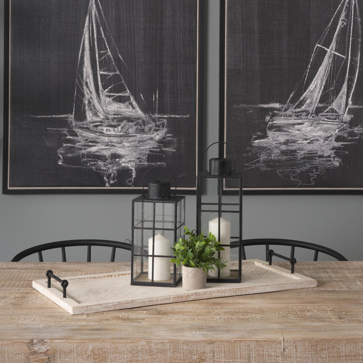 Mercana Alfred 35L x 16W Natural Wooden Herringbone Rectangular Tray