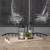 Mercana Alfred 35L x 16W Natural Wooden Herringbone Rectangular Tray