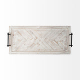Mercana Alfred 35L x 16W Natural Wooden Herringbone Rectangular Tray