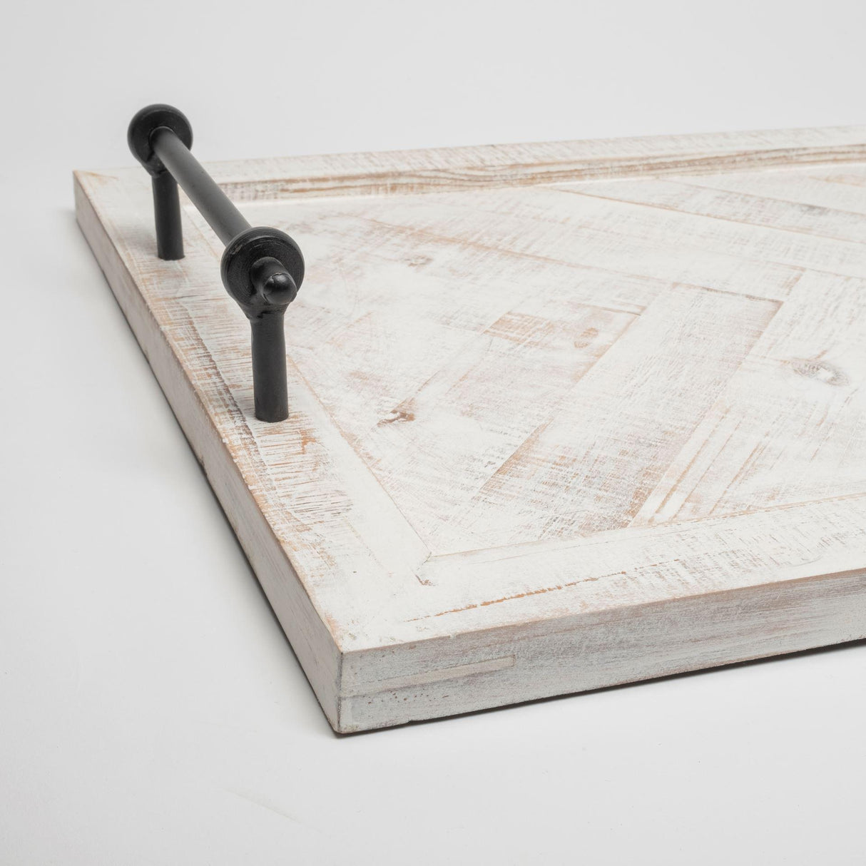 Mercana Alfred 35L x 16W Natural Wooden Herringbone Rectangular Tray