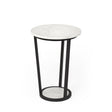 Mercana Bombola I (Small) 15L x 15W White Round Marble Top W/Black Metal Frame Accent Table