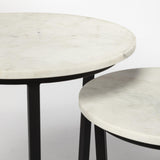Mercana Bombola I (Small) 15L x 15W White Round Marble Top W/Black Metal Frame Accent Table
