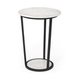 Mercana Bombola II (Large) 18L x 18W White Round Marble Top W/Black Metal Frame Accent Table
