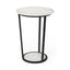 Mercana Bombola II (Large) 18L x 18W White Round Marble Top W/Black Metal Frame Accent Table