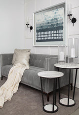 Mercana Bombola II (Large) 18L x 18W White Round Marble Top W/Black Metal Frame Accent Table