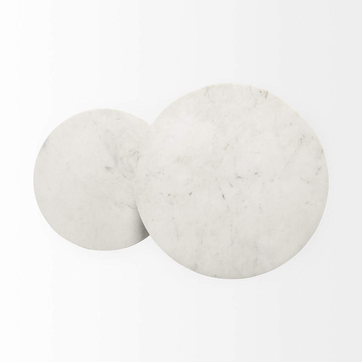 Mercana Bombola II (Large) 18L x 18W White Round Marble Top W/Black Metal Frame Accent Table