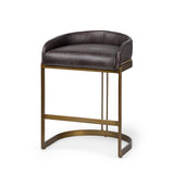 Mercana Hollyfield II Black Leather Seat Gold Metal Base Counter Stool