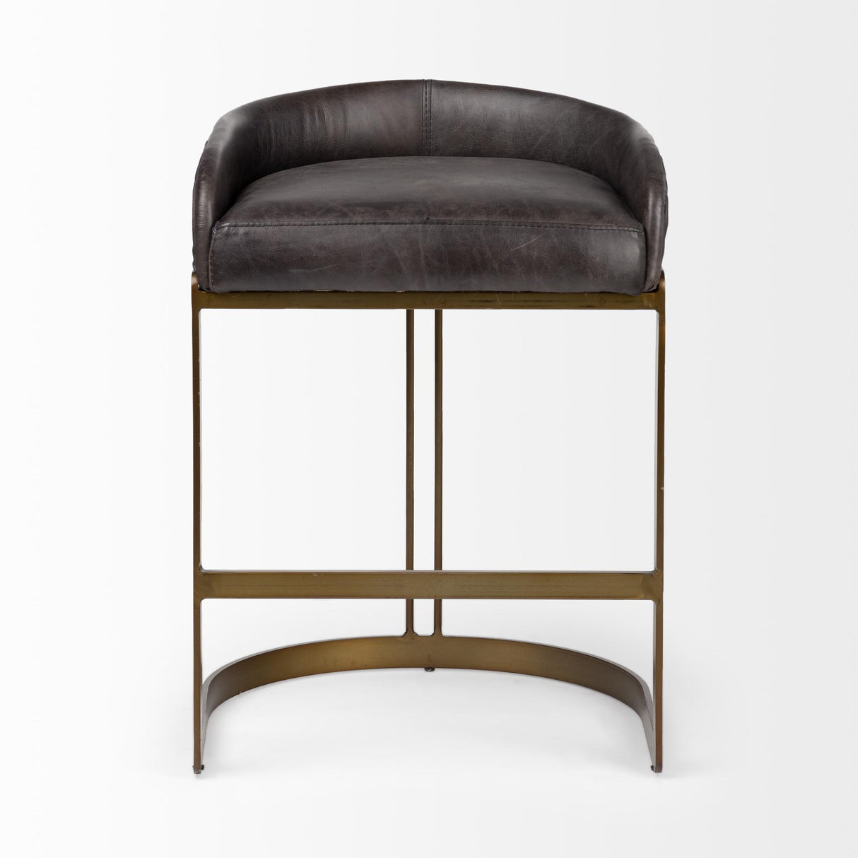 Mercana Hollyfield II Black Leather Seat Gold Metal Base Counter Stool