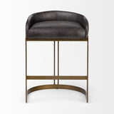 Mercana Hollyfield II Black Leather Seat Gold Metal Base Counter Stool