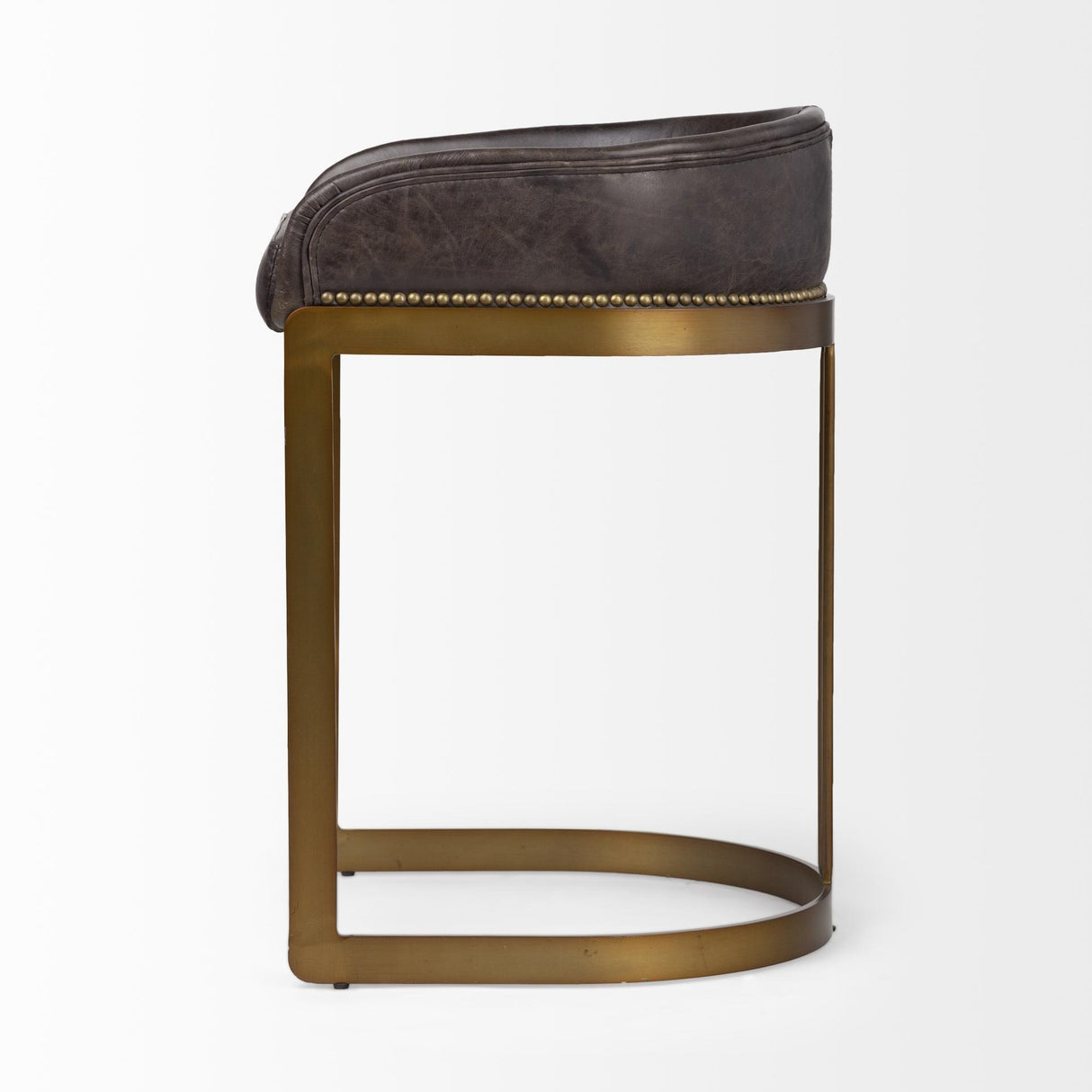 Mercana Hollyfield II Black Leather Seat Gold Metal Base Counter Stool