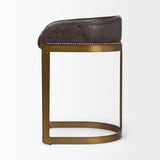 Mercana Hollyfield II Black Leather Seat Gold Metal Base Counter Stool