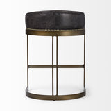 Mercana Hollyfield II Black Leather Seat Gold Metal Base Counter Stool