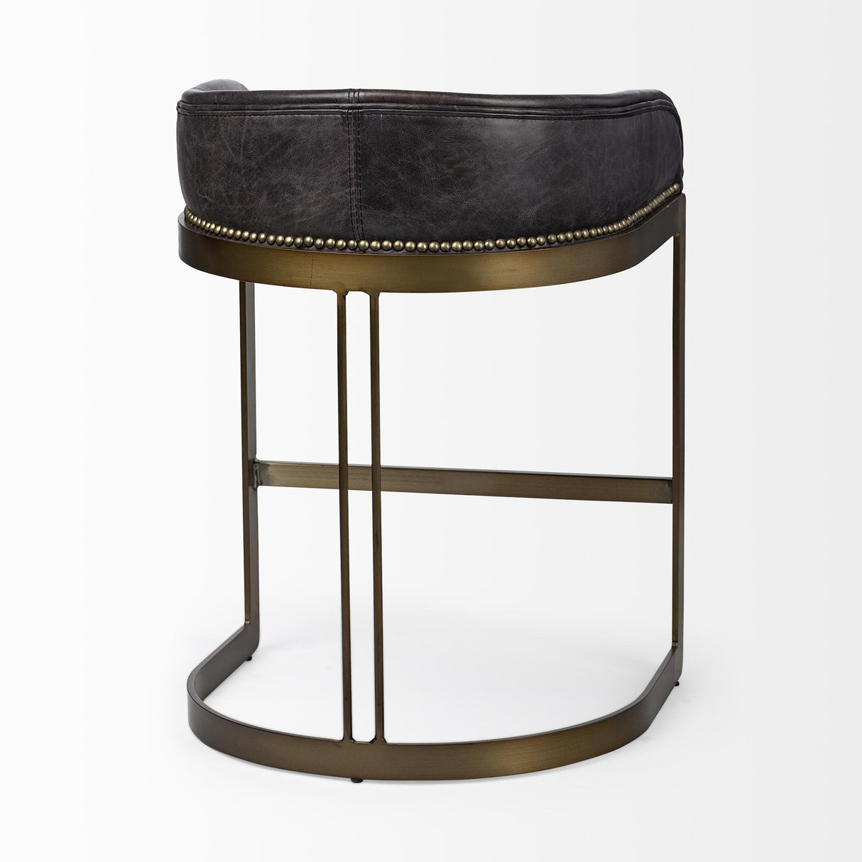 Mercana Hollyfield II Black Leather Seat Gold Metal Base Counter Stool