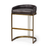 Mercana Hollyfield II Black Leather Seat Gold Metal Base Bar Stool