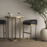 Mercana Hollyfield II Black Leather Seat Gold Metal Base Bar Stool