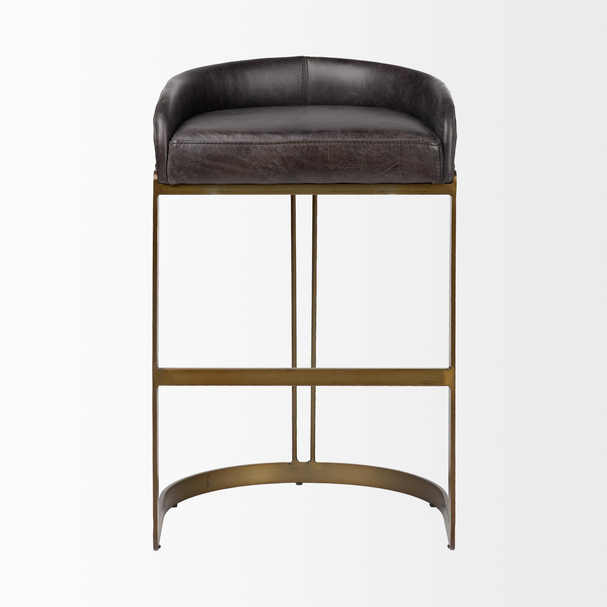 Mercana Hollyfield II Black Leather Seat Gold Metal Base Bar Stool