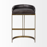 Mercana Hollyfield II Black Leather Seat Gold Metal Base Bar Stool