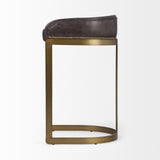 Mercana Hollyfield II Black Leather Seat Gold Metal Base Bar Stool