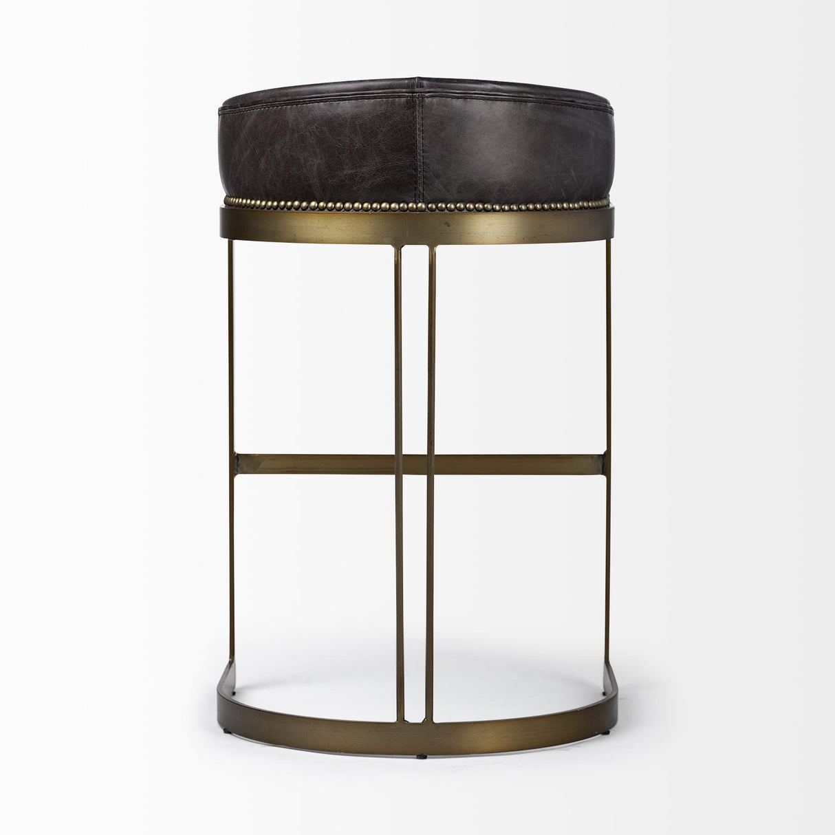 Mercana Hollyfield II Black Leather Seat Gold Metal Base Bar Stool
