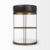 Mercana Hollyfield II Black Leather Seat Gold Metal Base Bar Stool