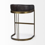 Mercana Hollyfield II Black Leather Seat Gold Metal Base Bar Stool