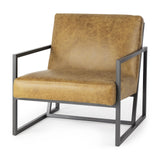 Mercana Armelle II Brown Leather Seat w/Gray Metal Frame Accent Chair
