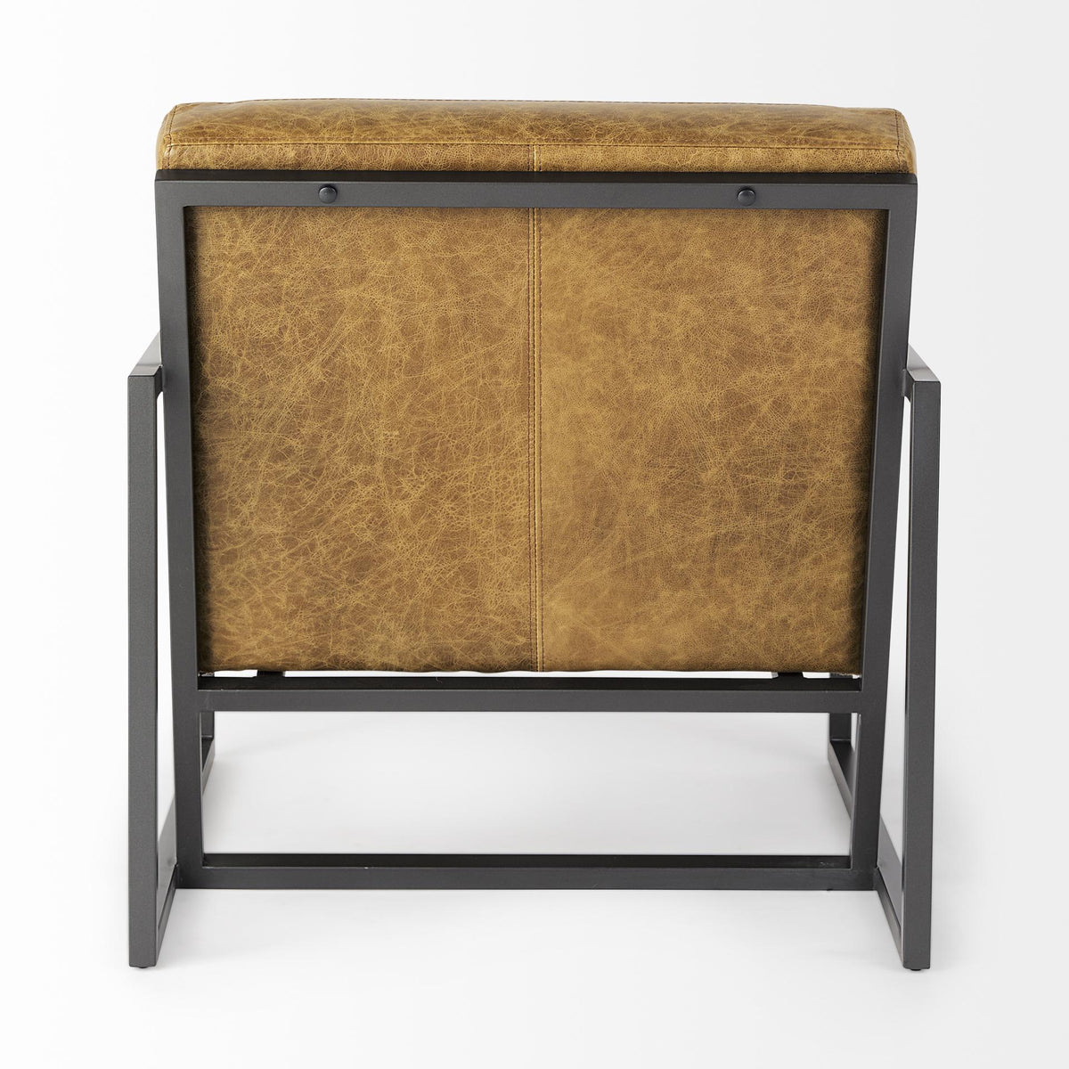 Mercana Armelle II Brown Leather Seat w/Gray Metal Frame Accent Chair