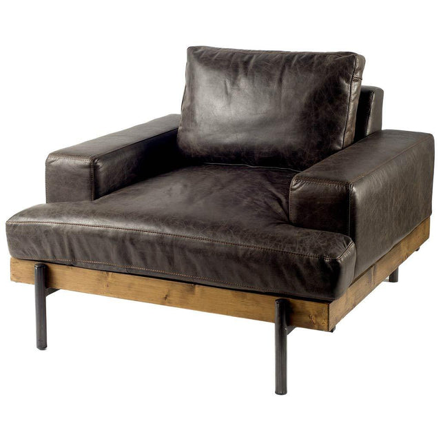 Mercana Colburne I Brown Leather Body Wood/Iron Frame Club Chair