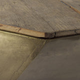 Mercana Esagono Octagonal Gold Metal-Clad Reclaimed Wood Coffee Table w/ Storage
