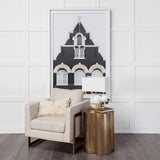 Mercana Quatrefoil 18L x 18W Gold Flower W/ Wooden Top Brass Cladding Accent Table