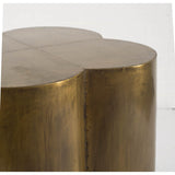 Mercana Quatrefoil 18L x 18W Gold Flower W/ Wooden Top Brass Cladding Accent Table