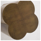 Mercana Quatrefoil 18L x 18W Gold Flower W/ Wooden Top Brass Cladding Accent Table