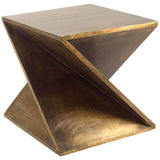 Mercana Zelda 20L x 20W Gold Metal-Cladded Z-Shaped Wooden Accent Table