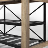 Mercana Stuart I Brown Solid Wood Top Two-Tier Black Metal Rolling Kitchen Island