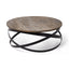 Mercana Triumph 40" Round Brown Solid Wood Top Black Metal Base Coffee Table