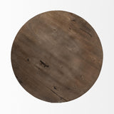Mercana Triumph 40" Round Brown Solid Wood Top Black Metal Base Coffee Table