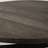 Mercana Triumph 40" Round Brown Solid Wood Top Black Metal Base Coffee Table