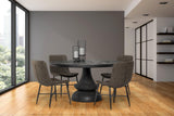 Mercana Crossman 60" Round Dark Brown/Gray Solid Wood Table Top & Base Dining Table